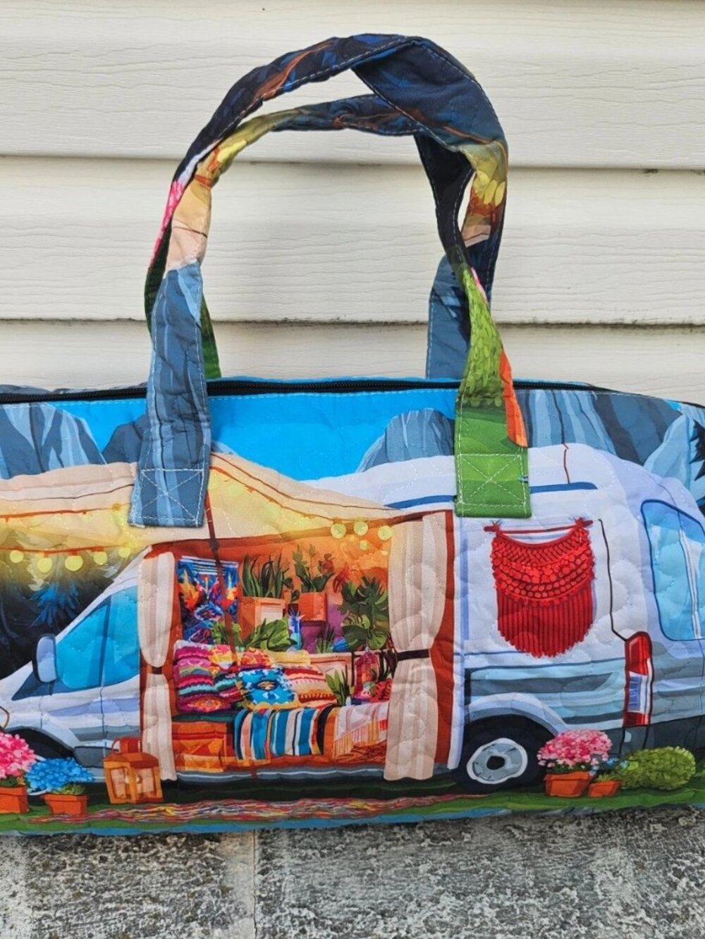 Women Bag Cozy Camper Van Duffle BagLarge Capacity Fabric Tote Travel Bag - Picture 3 of 11